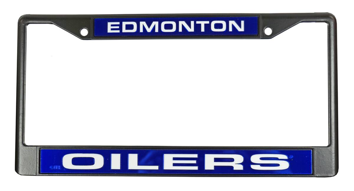 Edmonton Oilers Hockey Black Metal Laser Cut License Plate Frame