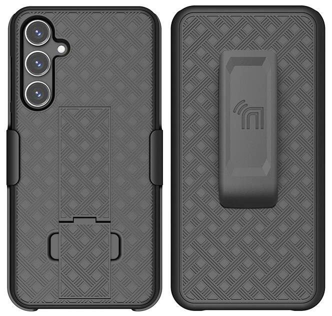 Alt View 2. Nakedcellphone - Combo for Samsung Galaxy S23 FE (2023) - Slim Case and Belt Clip Holster - Black.