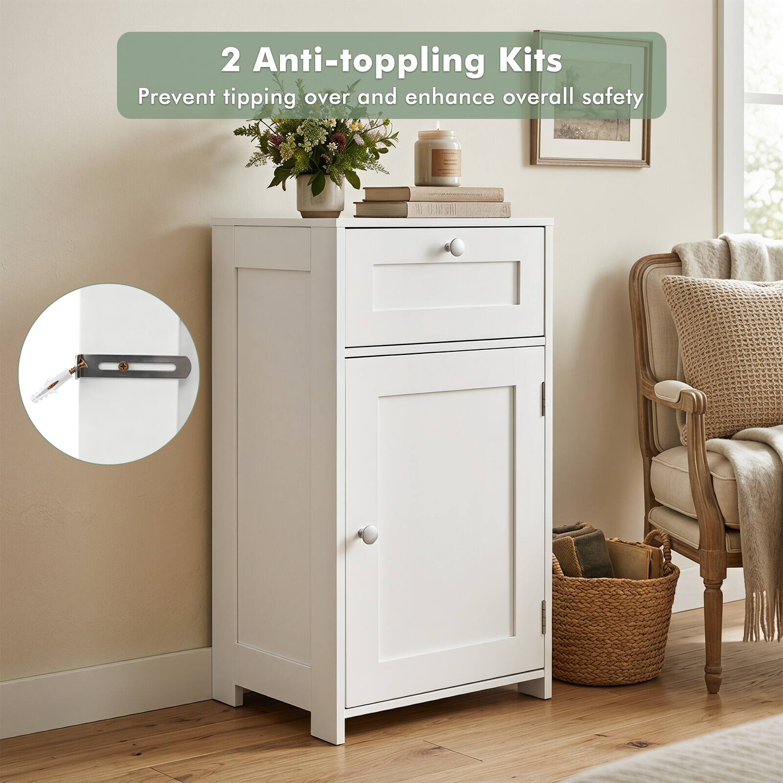 2 Anti-toppling Kits  
Prevent tipping over and enhance overall safety