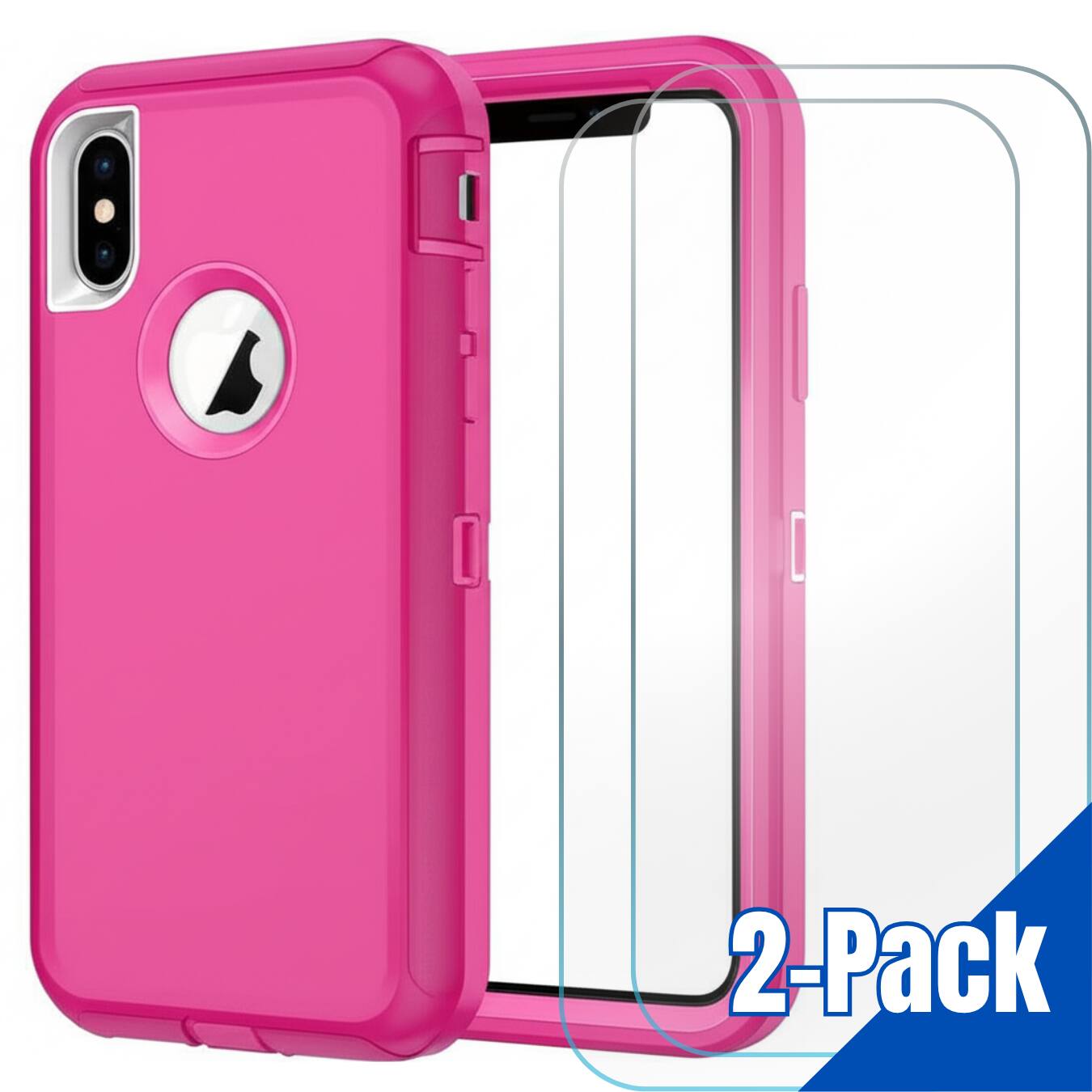 Front. Entronix - Entronix Heavy Duty iPhone XS Max Bundle - Case and Screen Protectors - Hot Pink.