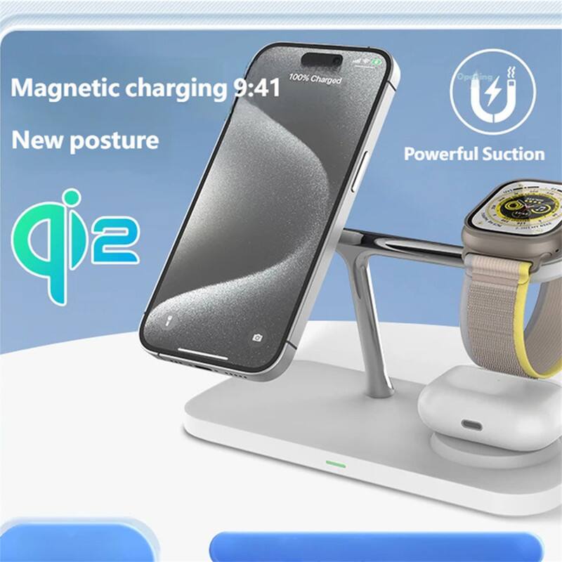 Magnetic charging 9:41  
100% Charged  
New posture  
Powerful Suction  
qi2
