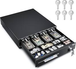 330E 13 inch Cash Register Drawer 4 Bill 8 Coin for POS System Removable Cash Tray for Retail Small Business