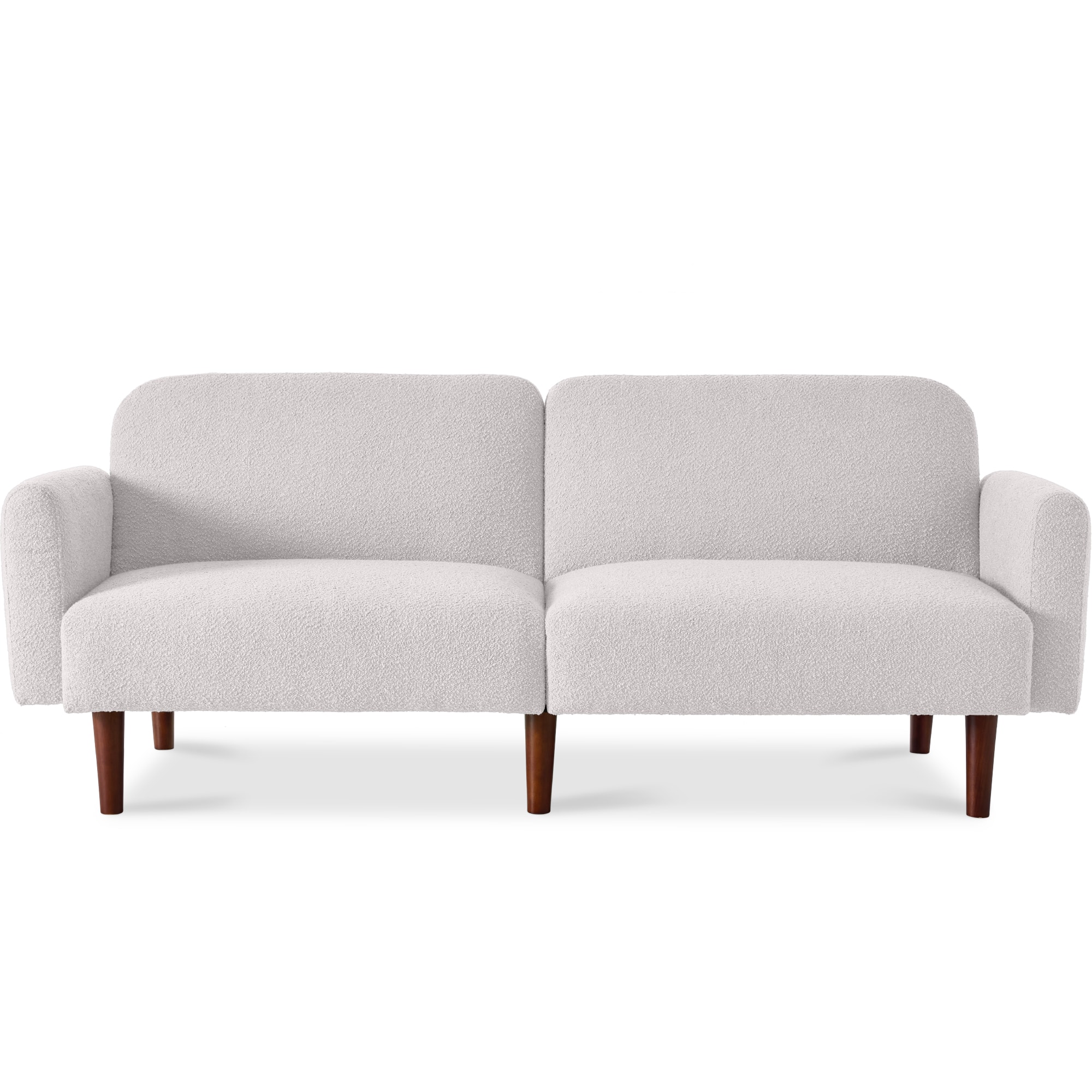 Best Choice Products - Curved Convertible Futon, Boucle Fabric Split-Back Sleeper Bed - Frost Gray - Boucle - Frost Gray