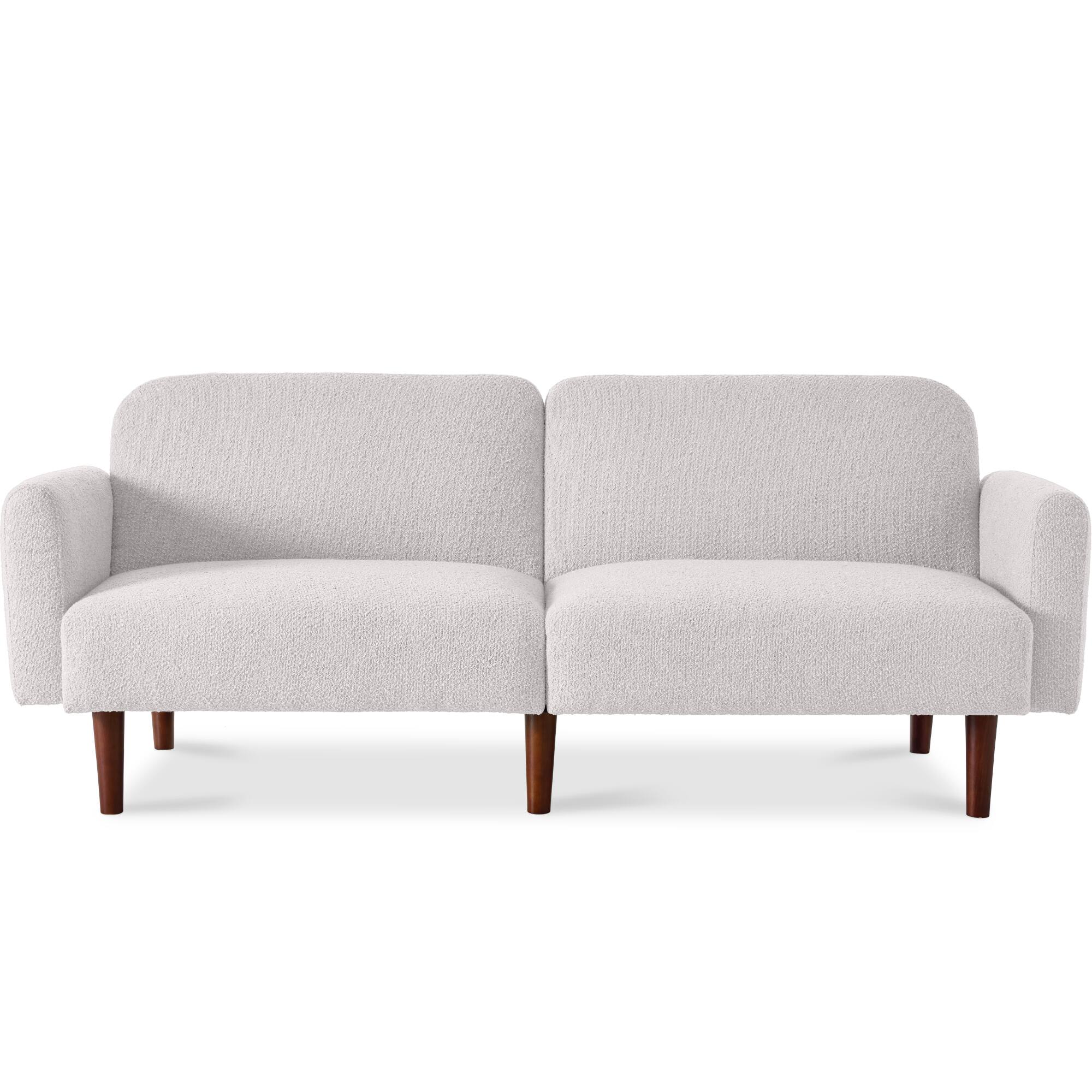 Front. Best Choice Products - Best Choice Products Curved Convertible Futon, Boucle Fabric Split-Back Sleeper Bed - Frost Gray - Boucle - Frost Gray.