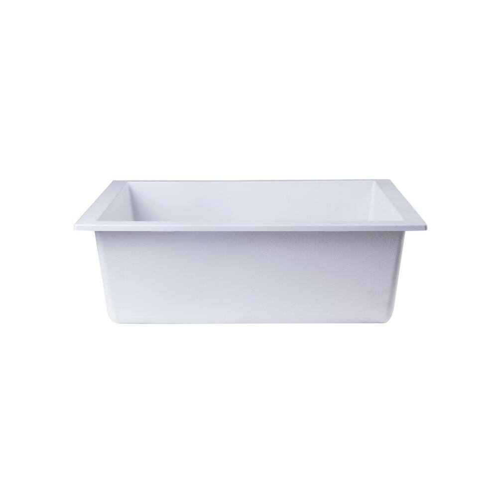Alt View 4. Alfi - ALFI brand White 24 Undermount Single Bowl Granite Composite Kitchen Sink - White.