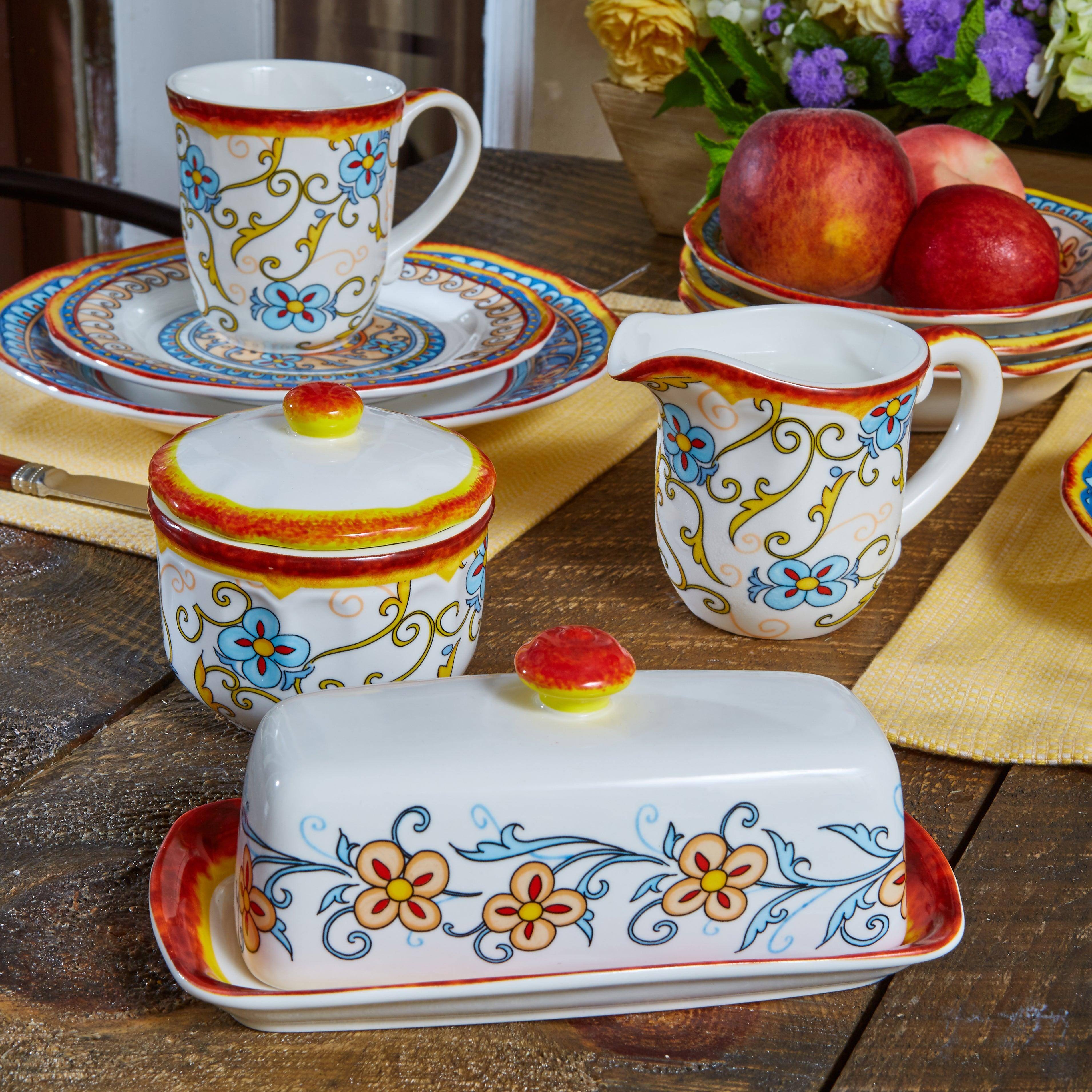 Left. Euro Ceramica Home - Duomo 3-Piece Breakfast Accessory Set - gold.