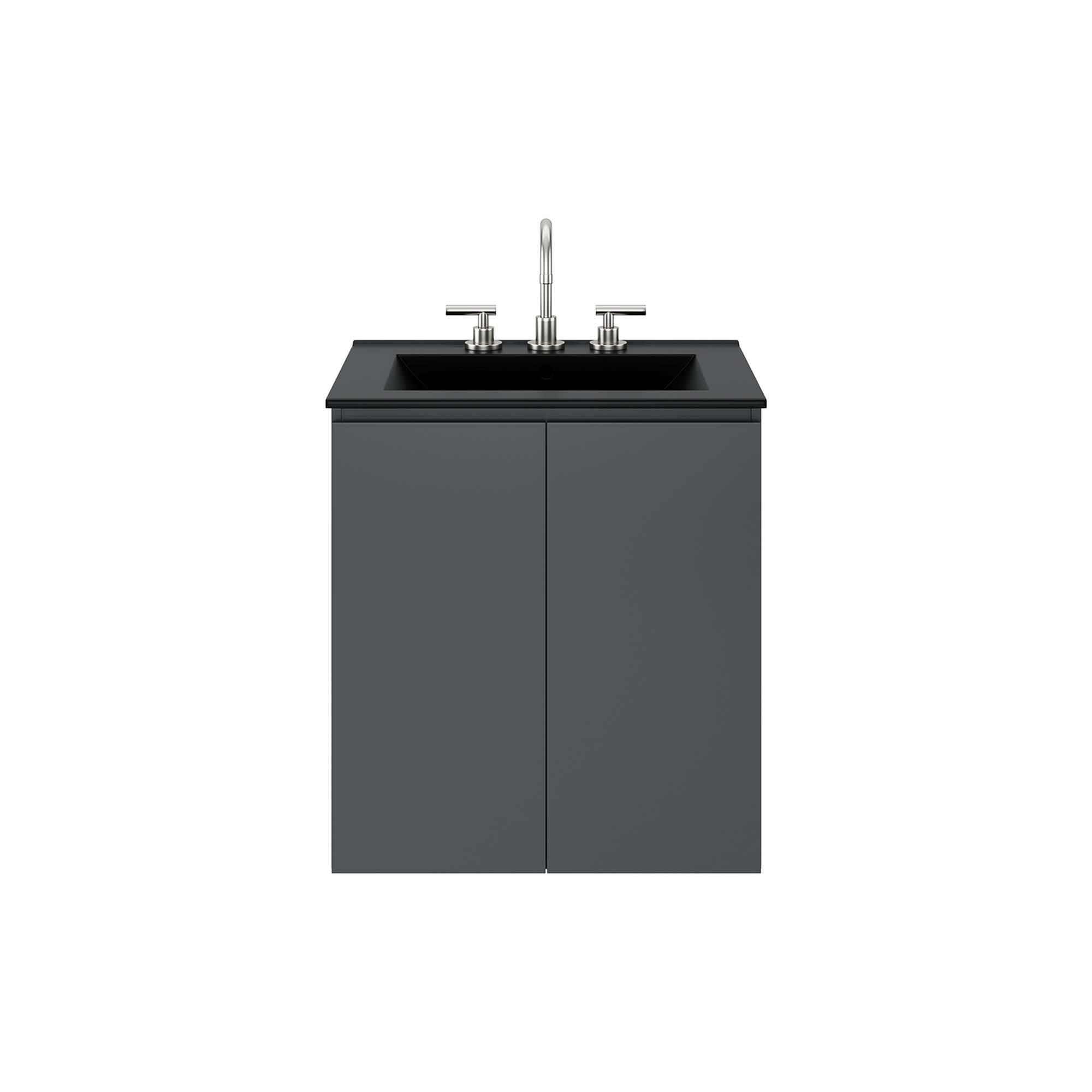 Alt View 3. Modway - Bryn Wall-Mount Bathroom Vanity Basin Included - Gray Black.