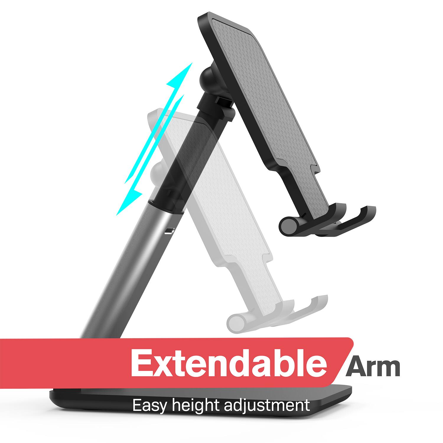 Extendable Arm  
Easy height adjustment