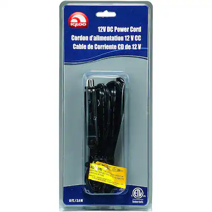 IGLOO 12V DC Power Cord
Cordon d'alimentation 12 V CC
Cable de Corriente CD de 12 V
8 FT./24M
Intertek