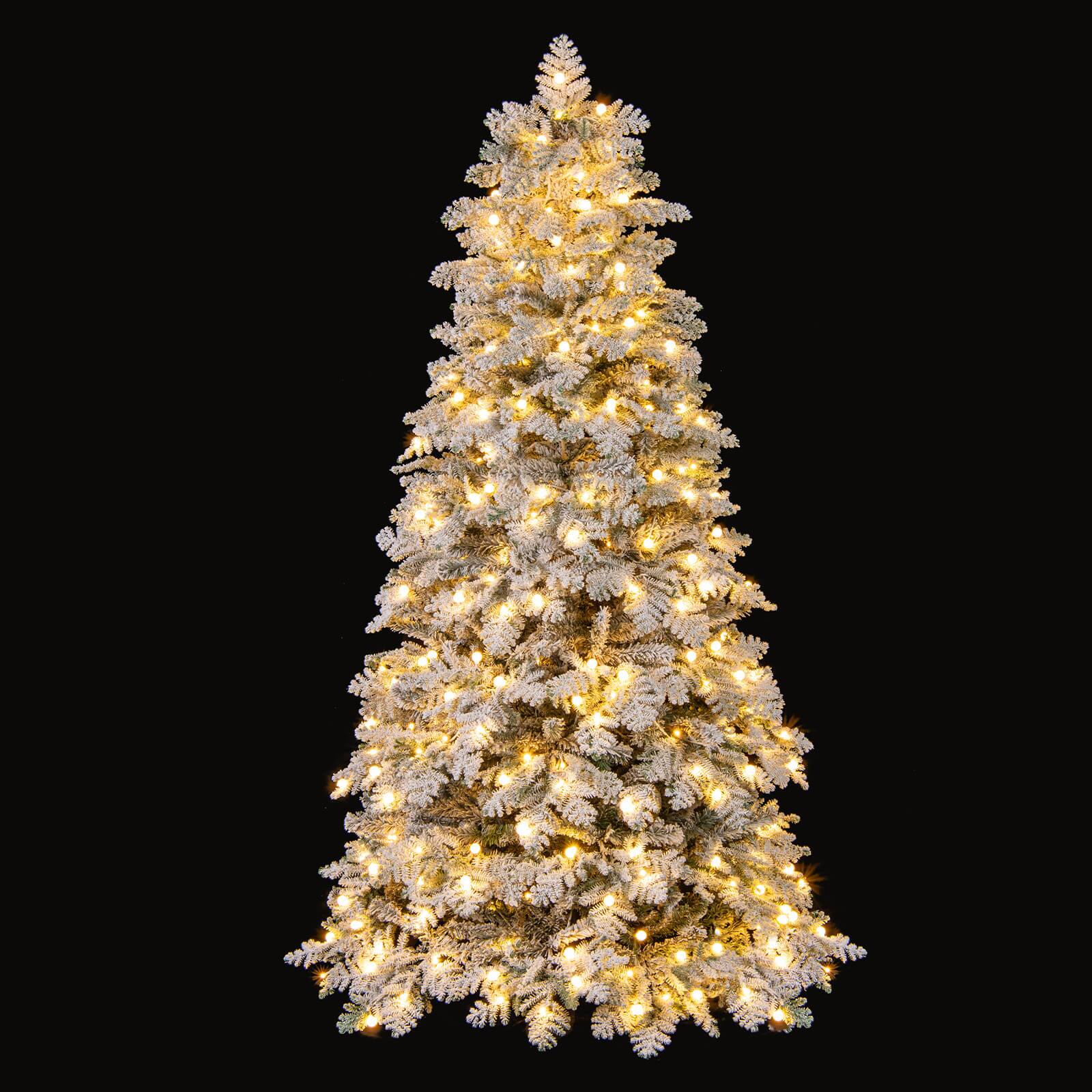 Alt View 9. Costway - Costway 7 FT Artificial Snow-flocked Christmas Tree with 160 Balls, Lights, 806 Branch Tips - Green,White.