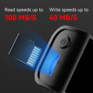 Read speeds up to 100 MB/S  
Write speeds up to 40 MB/S