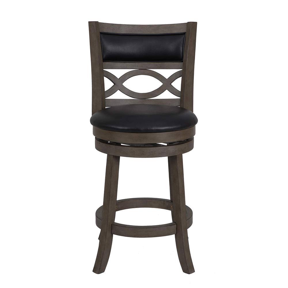 Angle. New Classic Furniture - New Classic Manchester Gray Wood Swivel Counter Stool with PU Seat - Dark Gray.