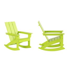 WestinTrends - Ashore Outdoor Patio Modern Adirondack Rocking Chair (Set of 2) - Lime
