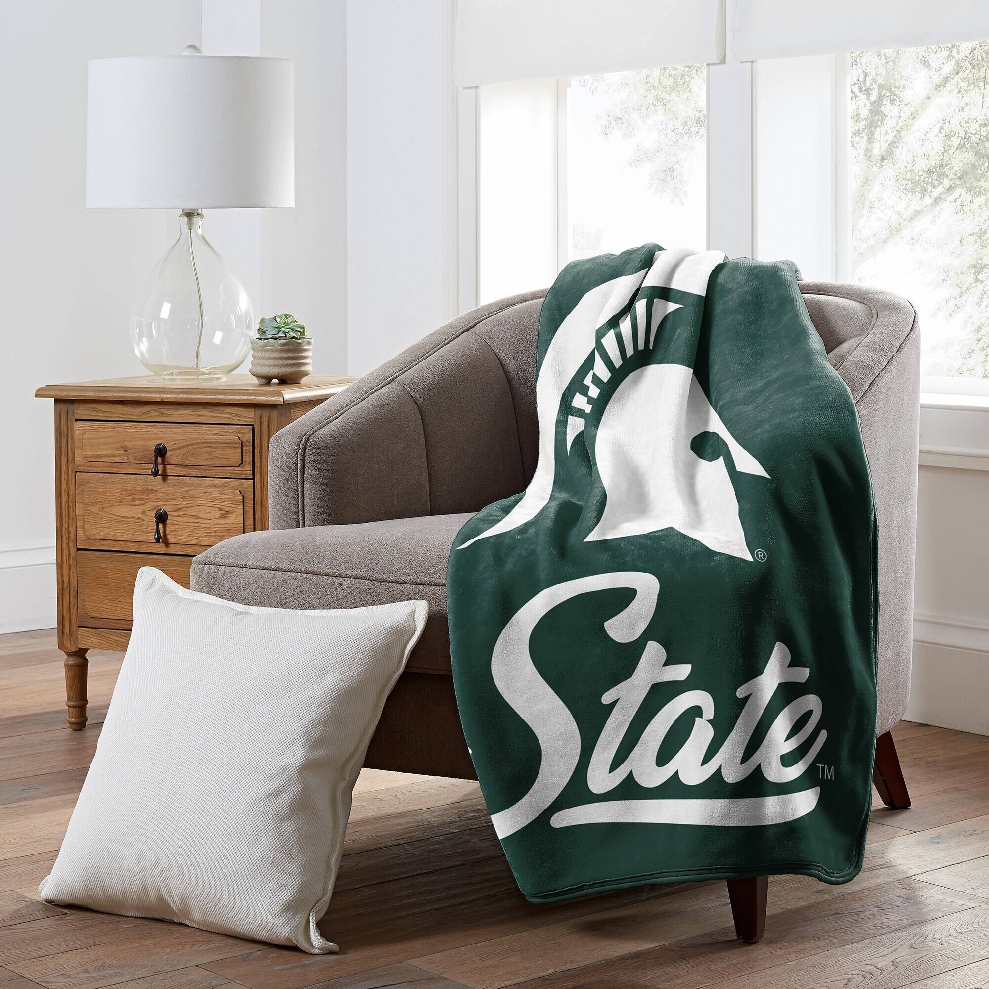 Alt View 1. Northwest - Michigan State Spartans 50" x 60" Signature Raschel Plush Throw Blanket - Multicolor.