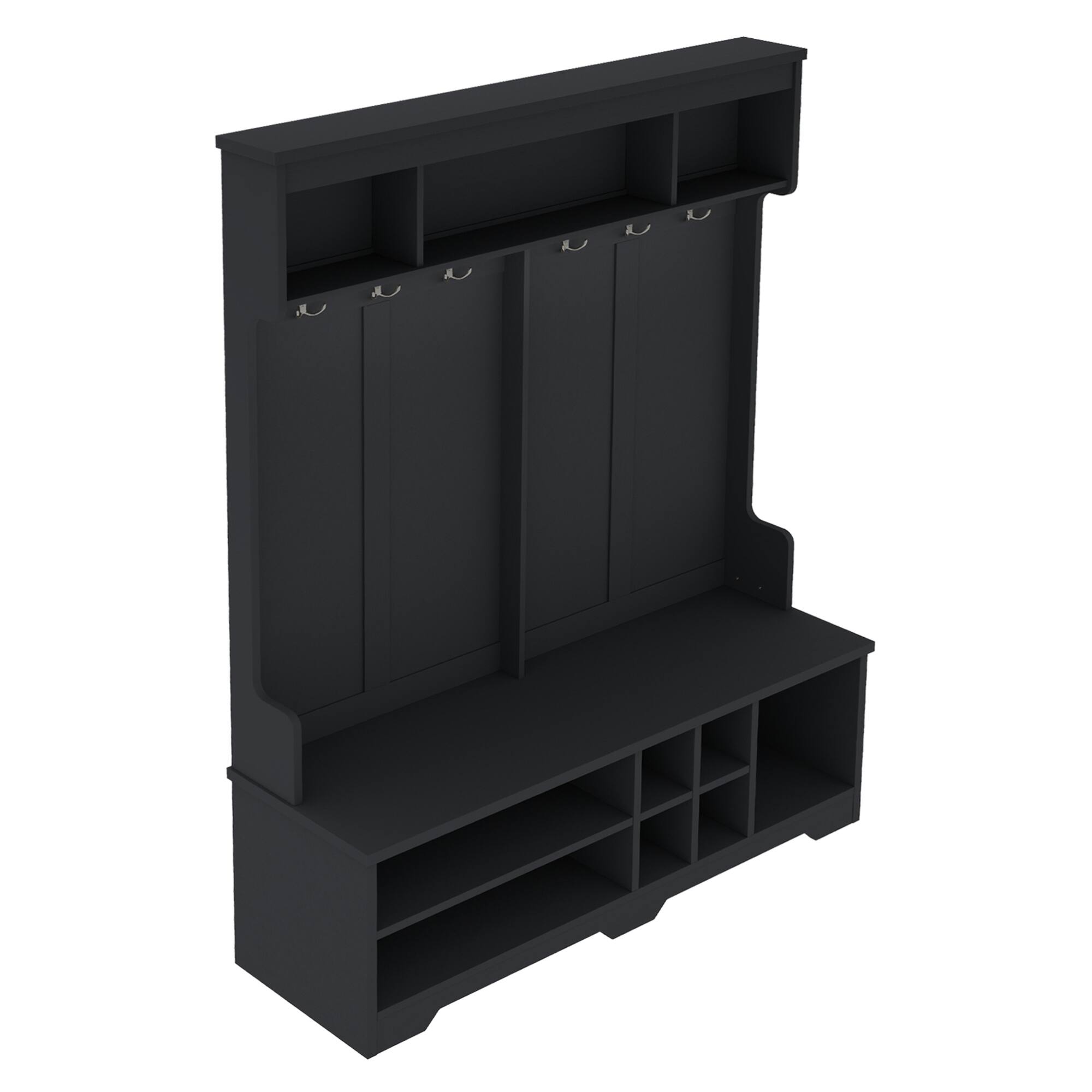 Alt View 1. GOODSILO - Contemporary Entryway Organizer with Bench, Coat Hooks, and Shoe Storage for Modern Homes - Black.