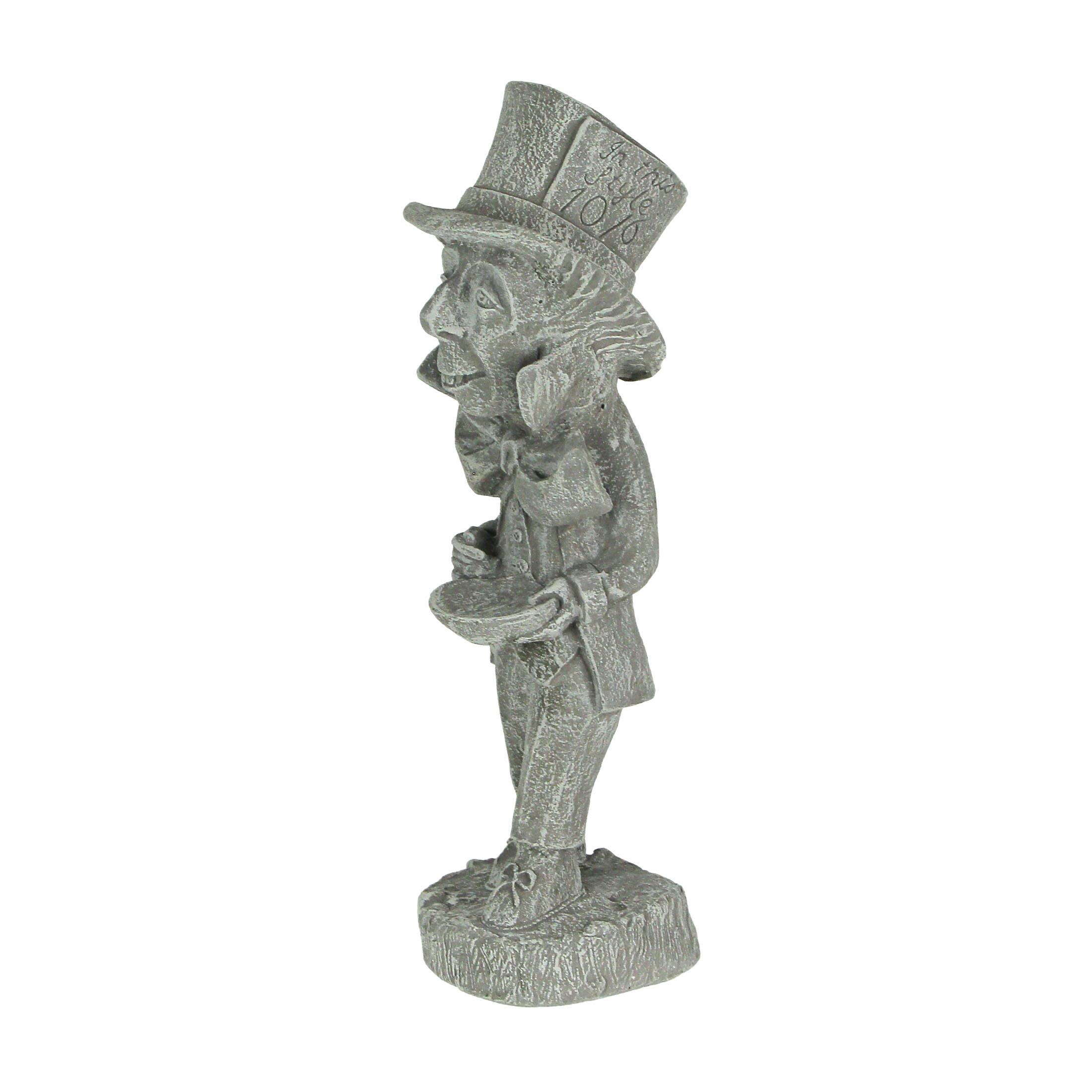 Alt View 1. Things2Die4 - Mad Hatter Alice in Wonderland Light Gray Finish Statue 19 in-CEMENT - Grey.