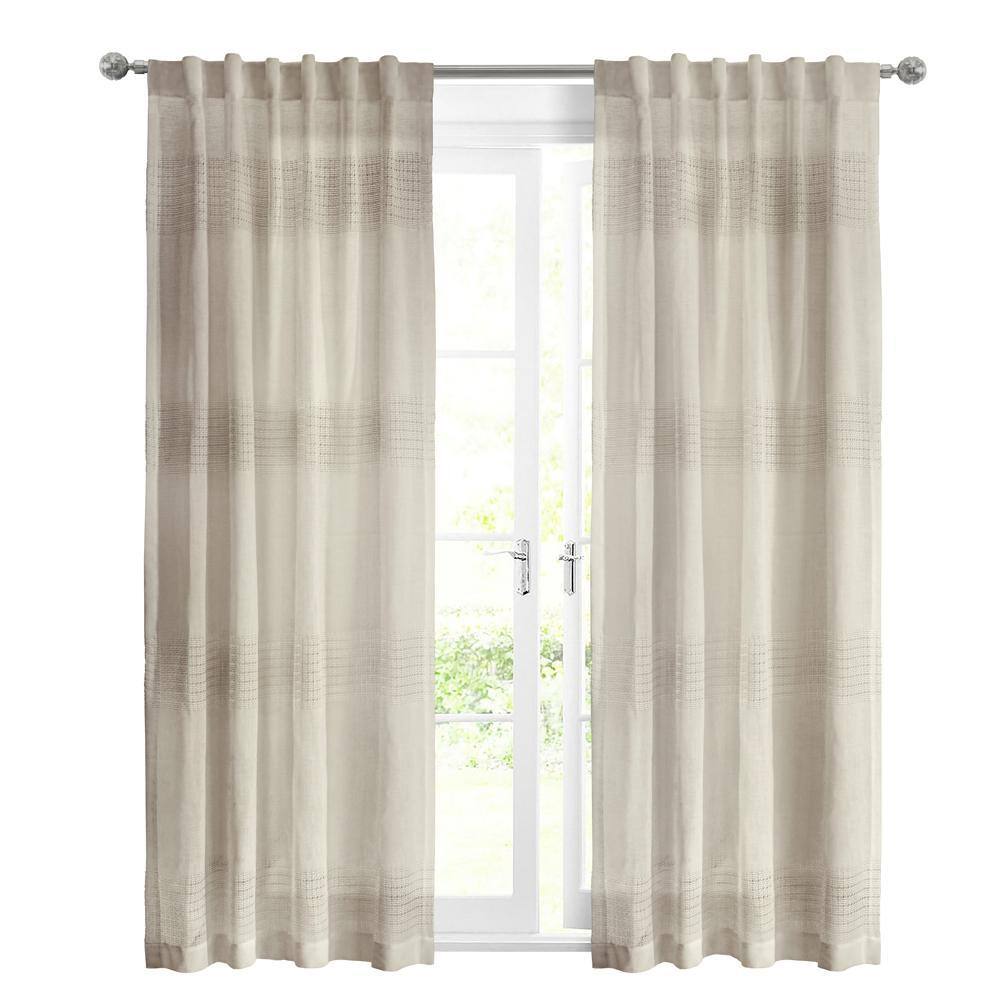 Front. Commonwealth Home Fashions - Commonwealth Lindsey Back Tab Curtain Panel - 52" x 84" Linen - Linen.