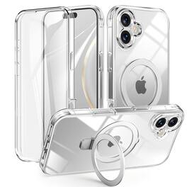 Dteck - Magnetic for iPhone 17 Case with Screen Protector, Matte Back Shockproof Full Body Phone Cover - Clear