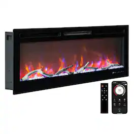 GARVEE - 70" Built-In & Wall-Mounted Electric Fireplace, WiFi & Alexa and Remote Control, 13 Flames, Infrared 750/1500W Heater - Black