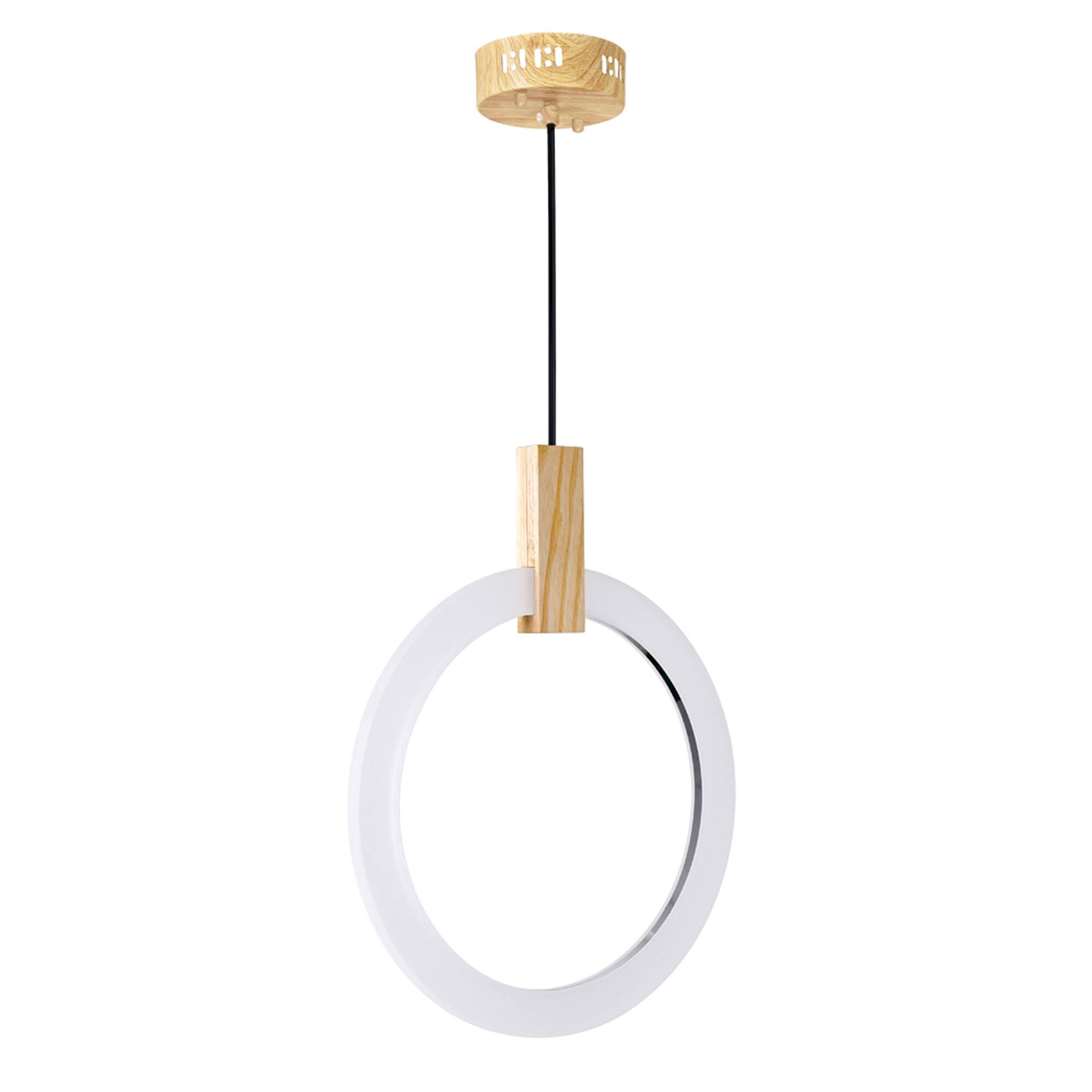 Alt View 1. CWI Lighting - Anello LED Pendant With White Oak Finish - White Oak.