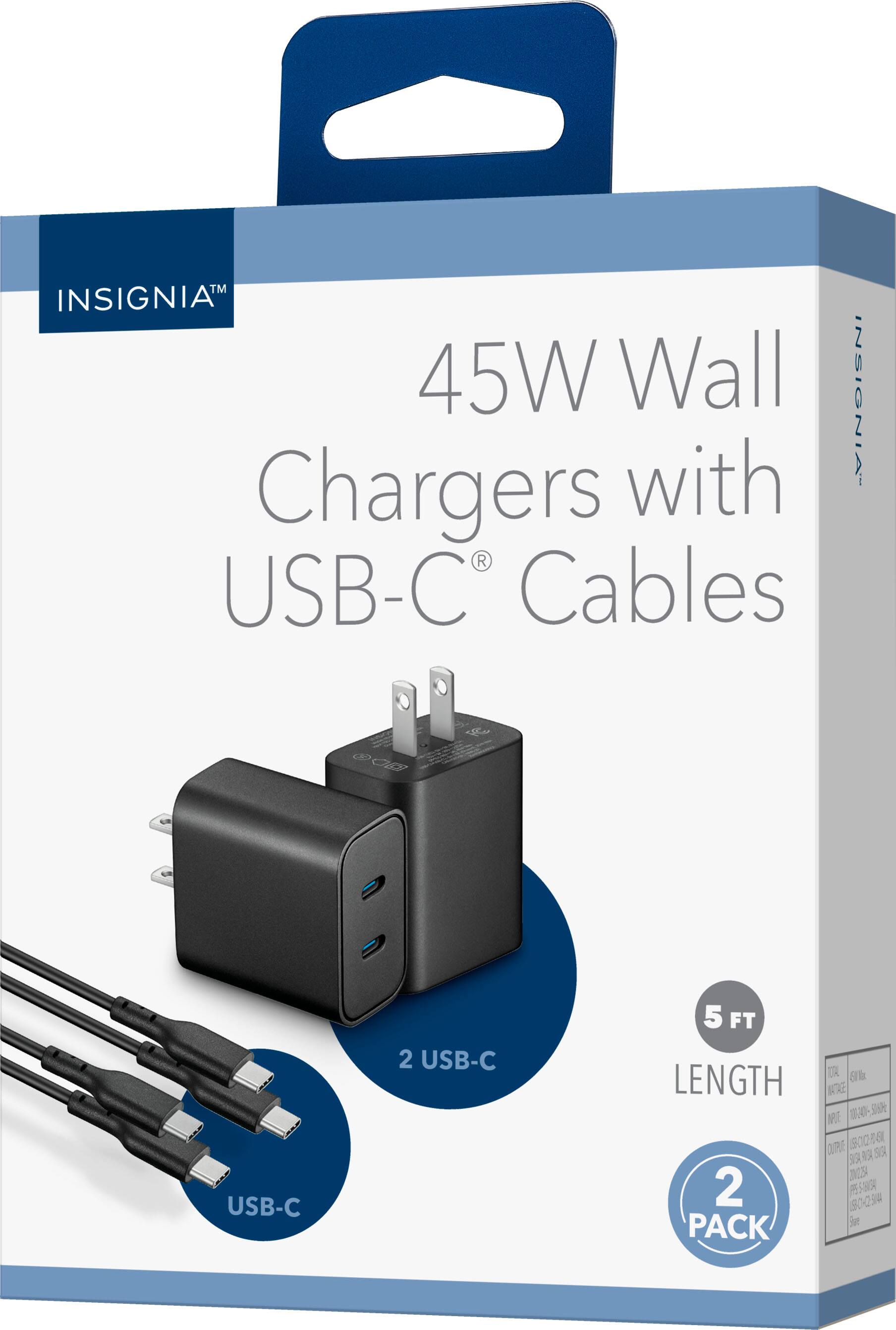 Insignia™ 45W Wall Charger with 5’ USB C Cable for Smartphones, Tablets ...
