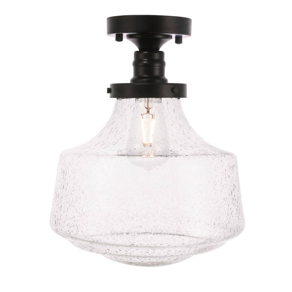Alt View 9. Living District - Lyle 1 light Black and Clear seeded glass Flush mount - Black And Clear Seeded Glass.