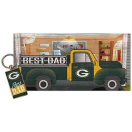Fan Creations - Green Bay Packers 6'' x 12'' Best Dad Truck Sign & Key Chain Bundle - Multicolor