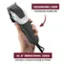 The image features a person holding a Wahl brand hair clipper with an ergonomic rubber grip. The hair clipper is designed to provide a comfortable and secure grip while using it. The XL 8' industrial cord ensures a constant stream of power, making it suitable for professional use.