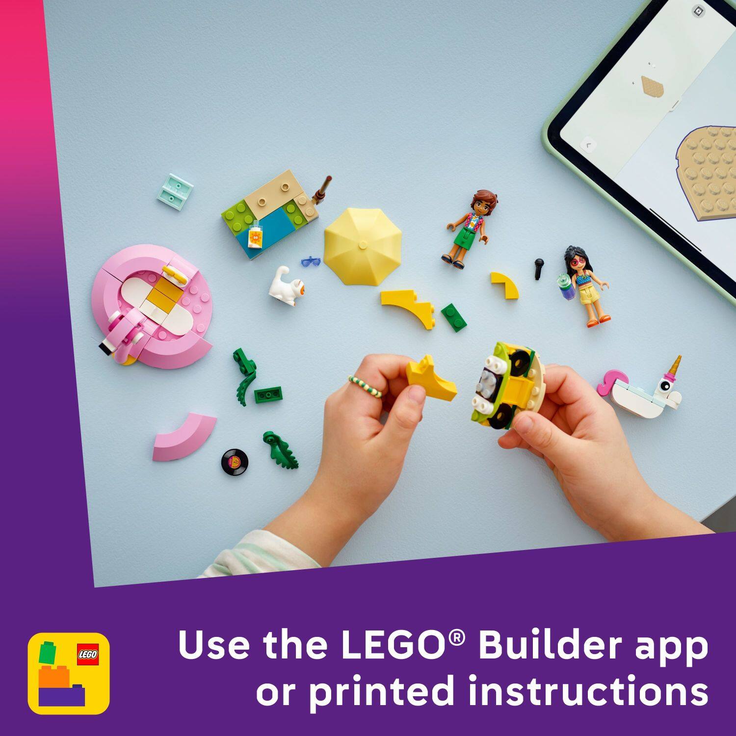 Use the LEGO® Builder app or printed instructions