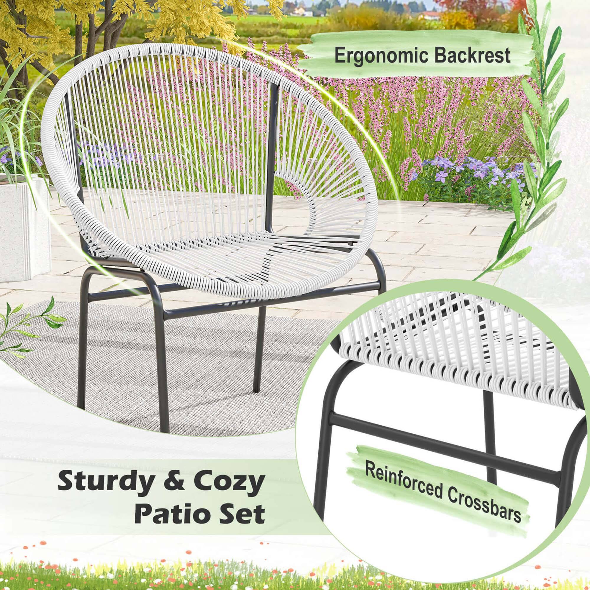 Ergonomic Backrest: Sturdy & Cozy Patio Set Reinforced Crossbars