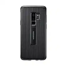 Front. Samsung - Official Samsung Galaxy S9 Plus Protective Stand Cover Case - Black - Black.