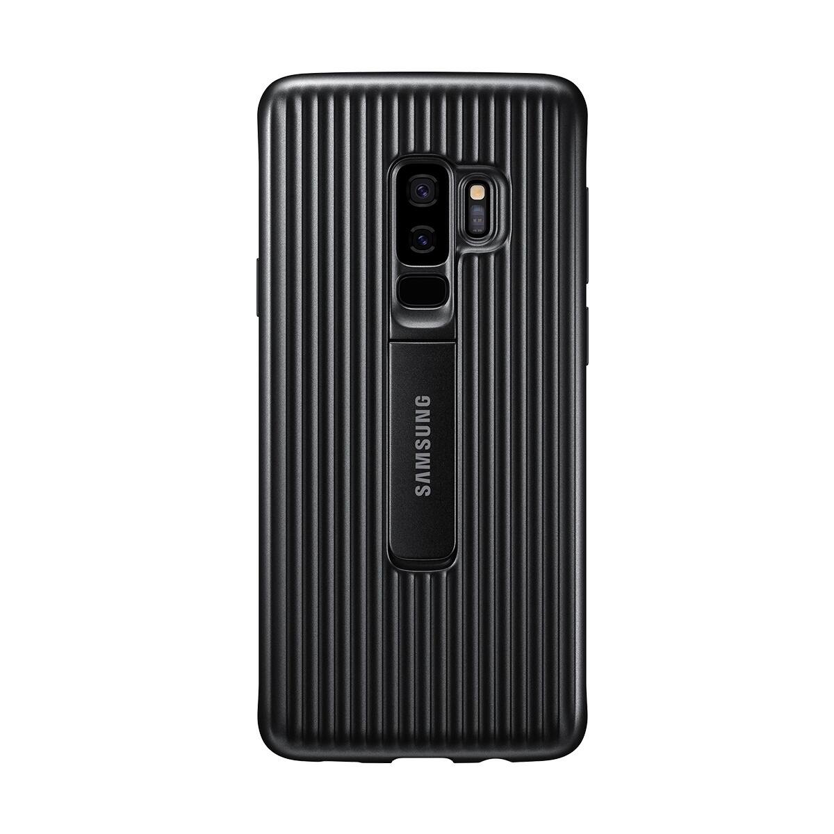 Front. Samsung - Official Samsung Galaxy S9 Plus Protective Stand Cover Case - Black - Black.