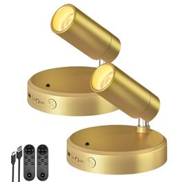Dazzed Corner - 2 Pack Indoor LED Spotlight, Wireless Uplighting with Remote - Gold