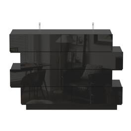 FUFU & GAGA - FUFU&GAGA Glossy Staggered Dresser: Sculptural Storage Solution - Black
