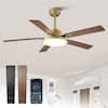 Front. Vaczon - 52" Modern Gold 3CCT Dimmable LED Smart Ceiling Fan with Light and Remote and APP Control, Reversible Blades - Gold.