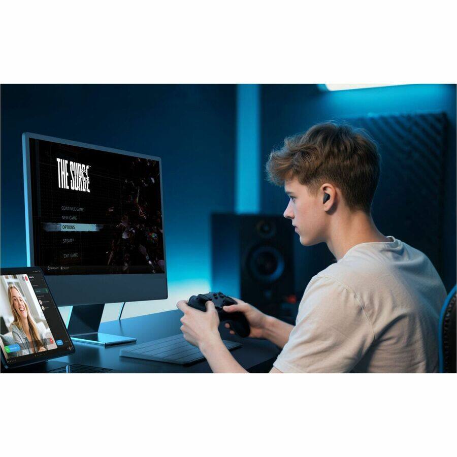 The corrected text is:

"THE SURGE

CONTINUE GAME
NEW GAME
OPTIONS
STEAM
EXIT GAME"