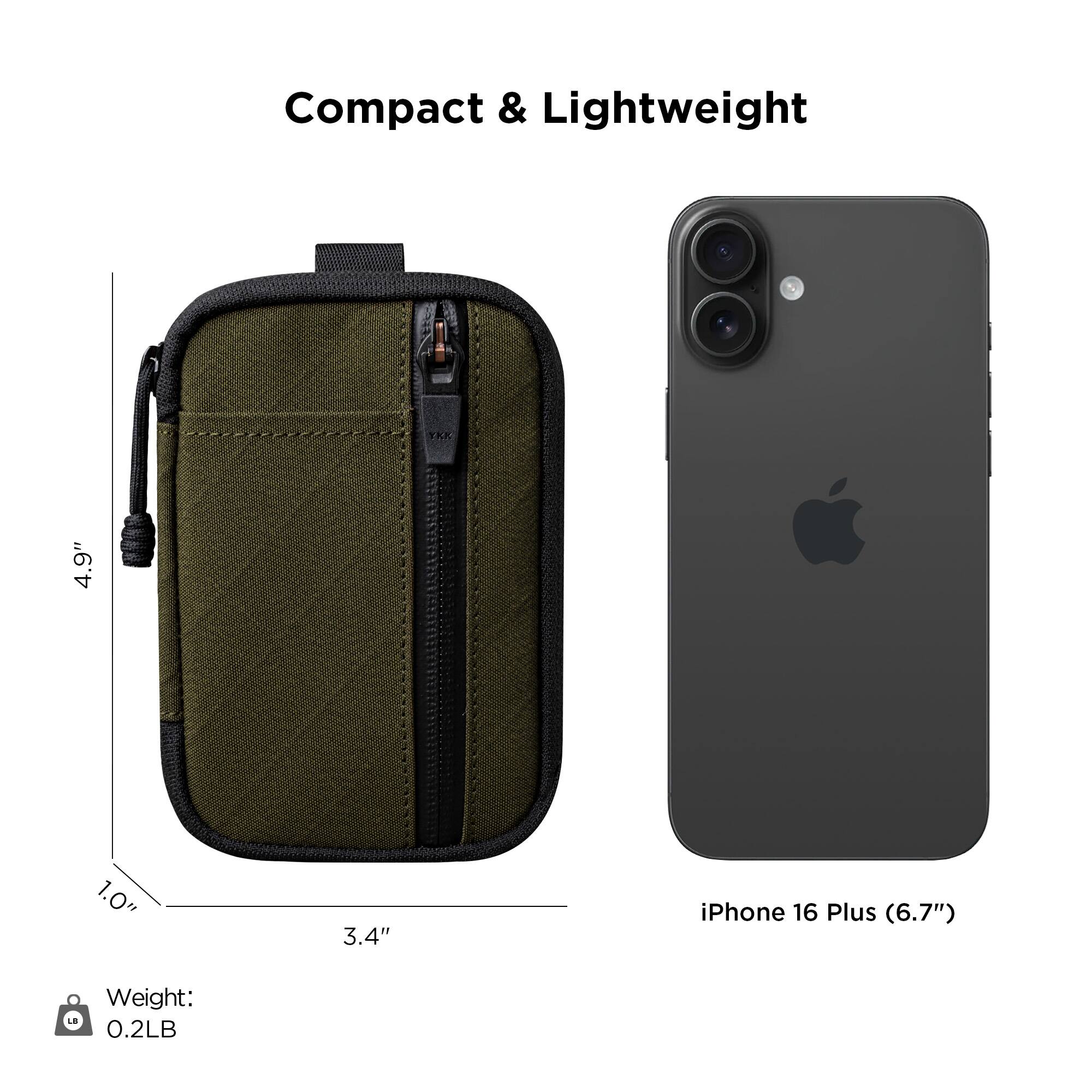 Compact & Lightweight

iPhone 16 Plus (6.7")

4.9"  
1.0"  
3.4"

Weight: 0.2LB