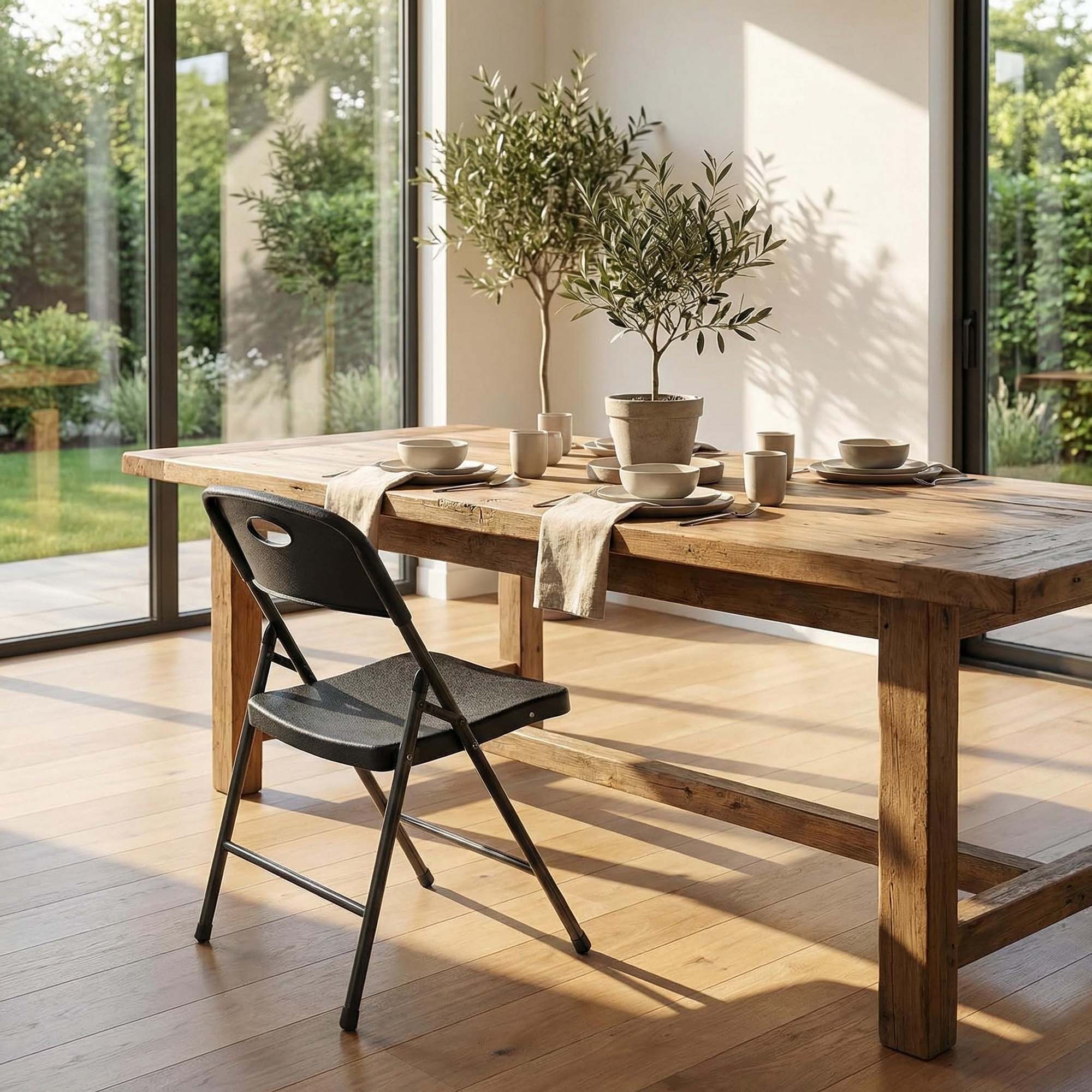 Alt View 4. Boyel Living - Black Folding Outdoor Chairs 4-Pack Injection Molding Metal Frame - Black.