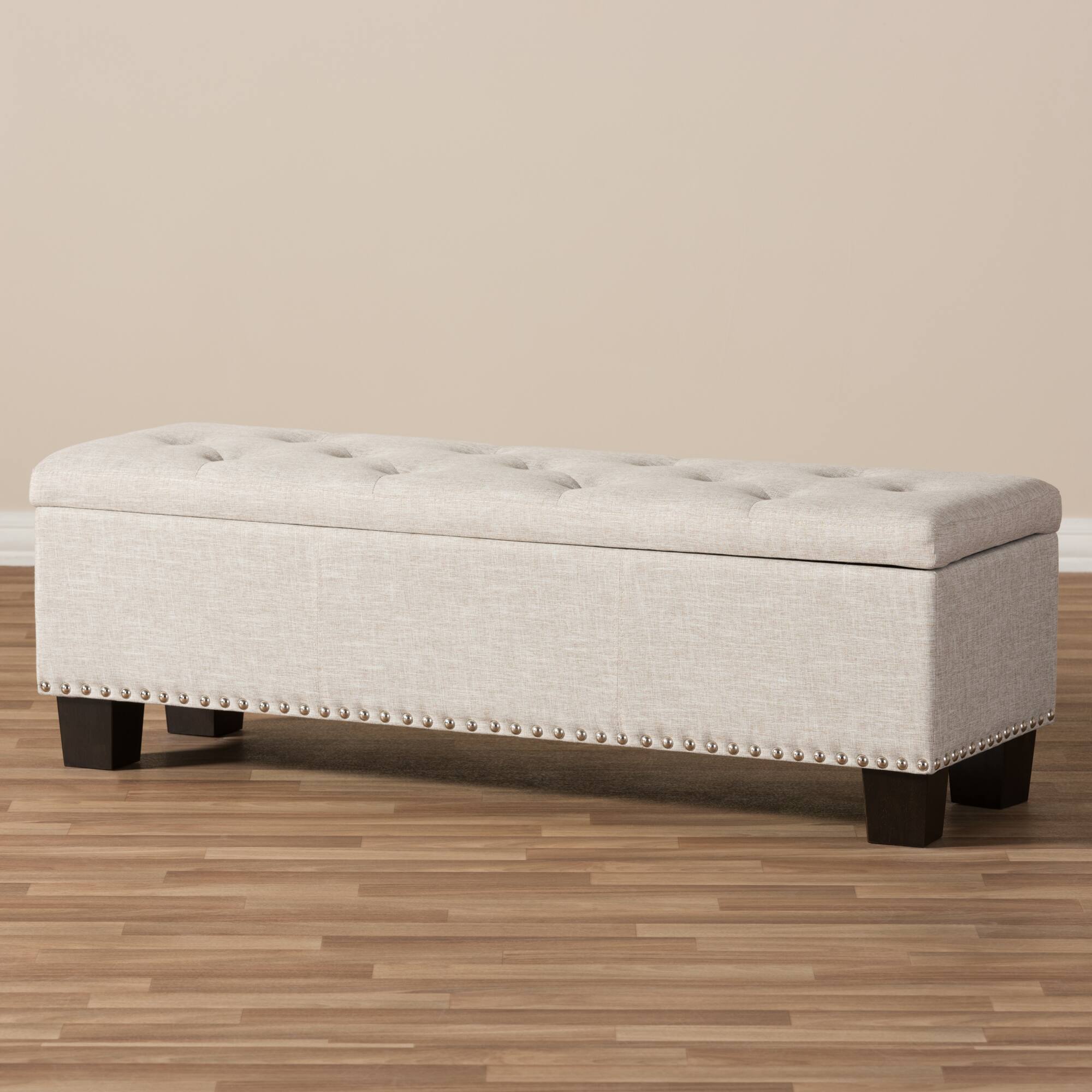 Alt View 6. Baxton Studio - Hannah Modern and Contemporary Fabric Upholstered Button-Tufting Storage Ottoman Bench - Beige.