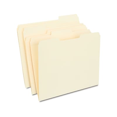Staples - 30% Recycled Reinforced File Folders, 1/3-Cut Tab, Letter Size, 100/Box - Manila