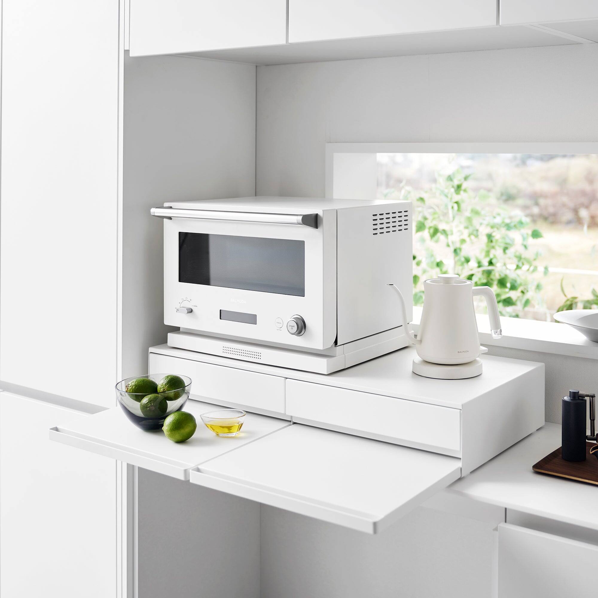 Alt View 1. Yamazaki Home - Countertop Drawer with Pull-Out Shelf - Wide - Steel - White.