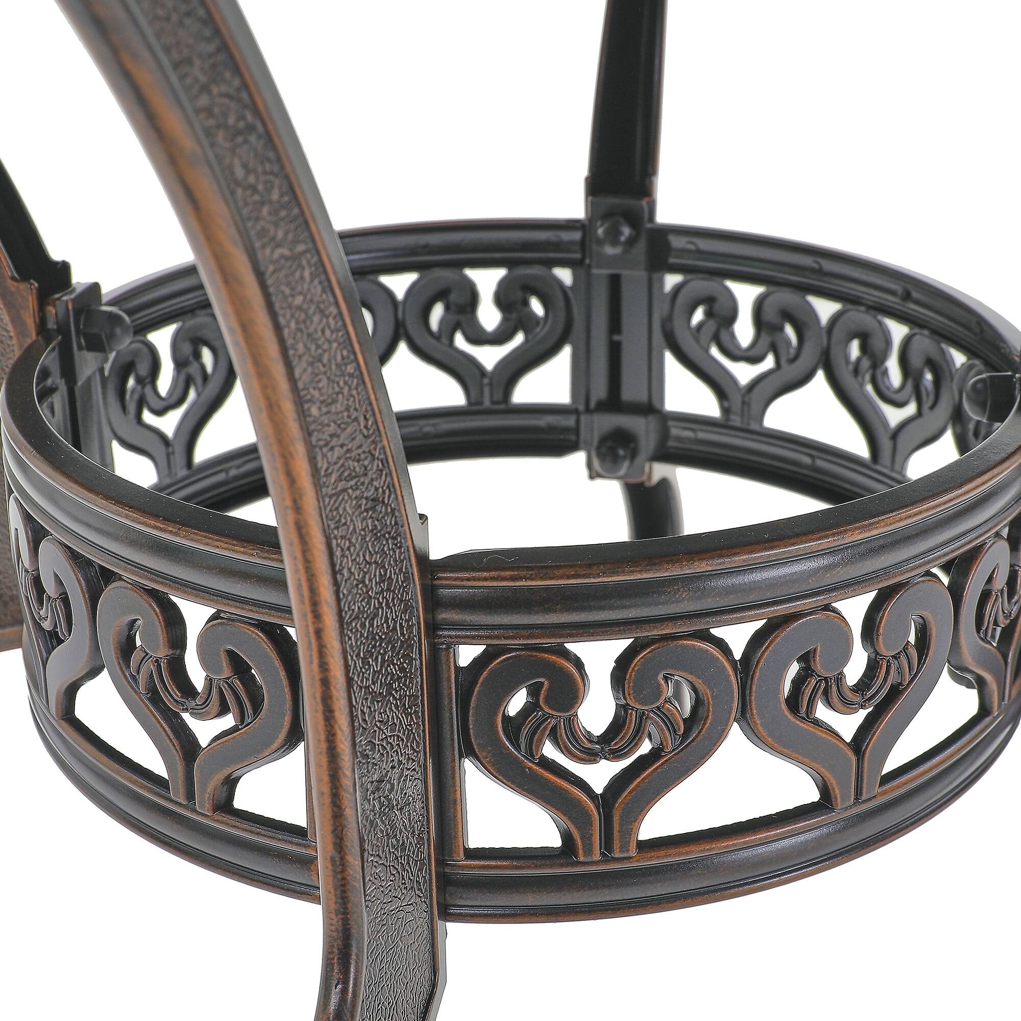Alt View 3. Mondawe - Outdoor Cast Aluminum Round Table with Umbrella Hole - Bronze.