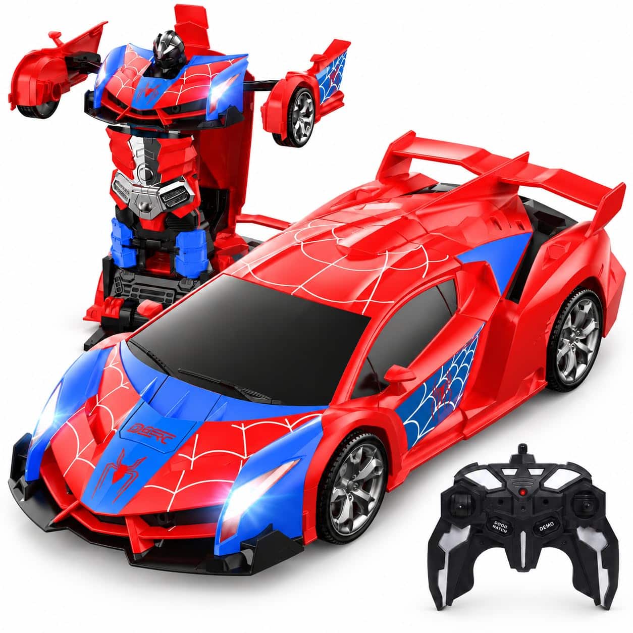 DEERC - Spider Transforming RC Car for Boys, 2.4GHz Remote Control Robot Toy