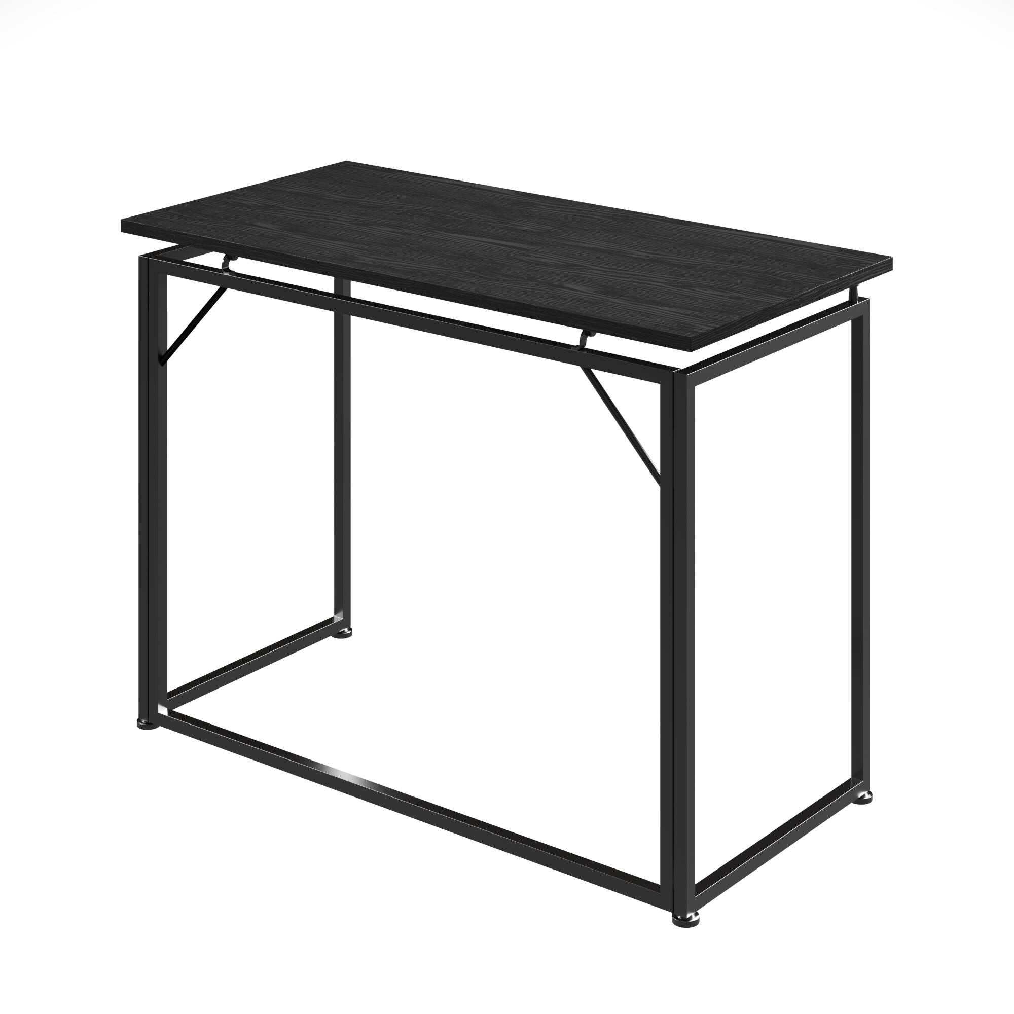 Alt View 6. GOODSILO - Compact Foldable Desk with Sturdy Steel Frame for Small Spaces - Black.