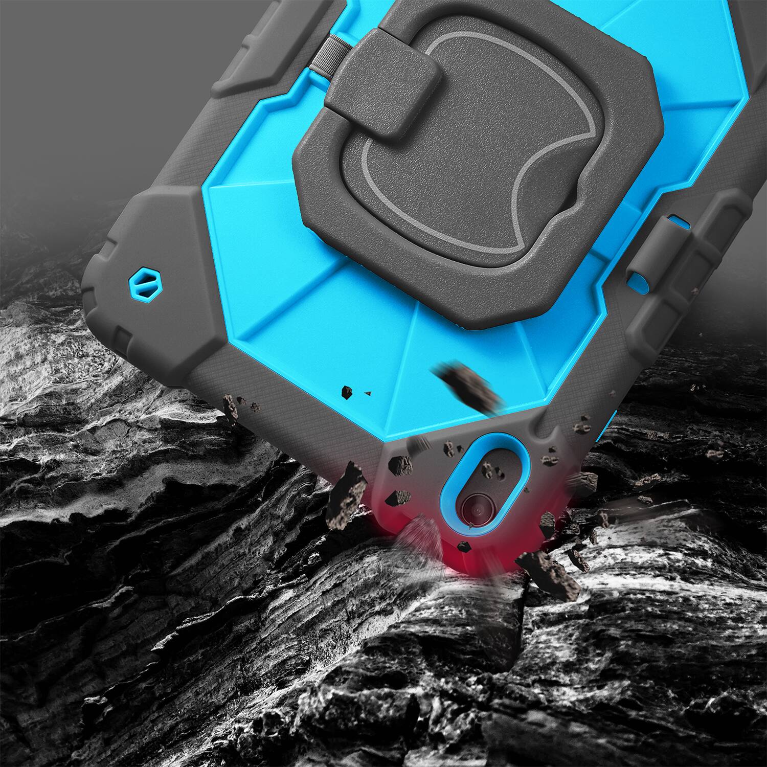 Back. Vena - For Apple iPad A16 Case for Kids, iPad A16 10th/11th Case, 360° Rotating Hand Strap Stand Cover for iPad A16 10.9" Blue - Blue.