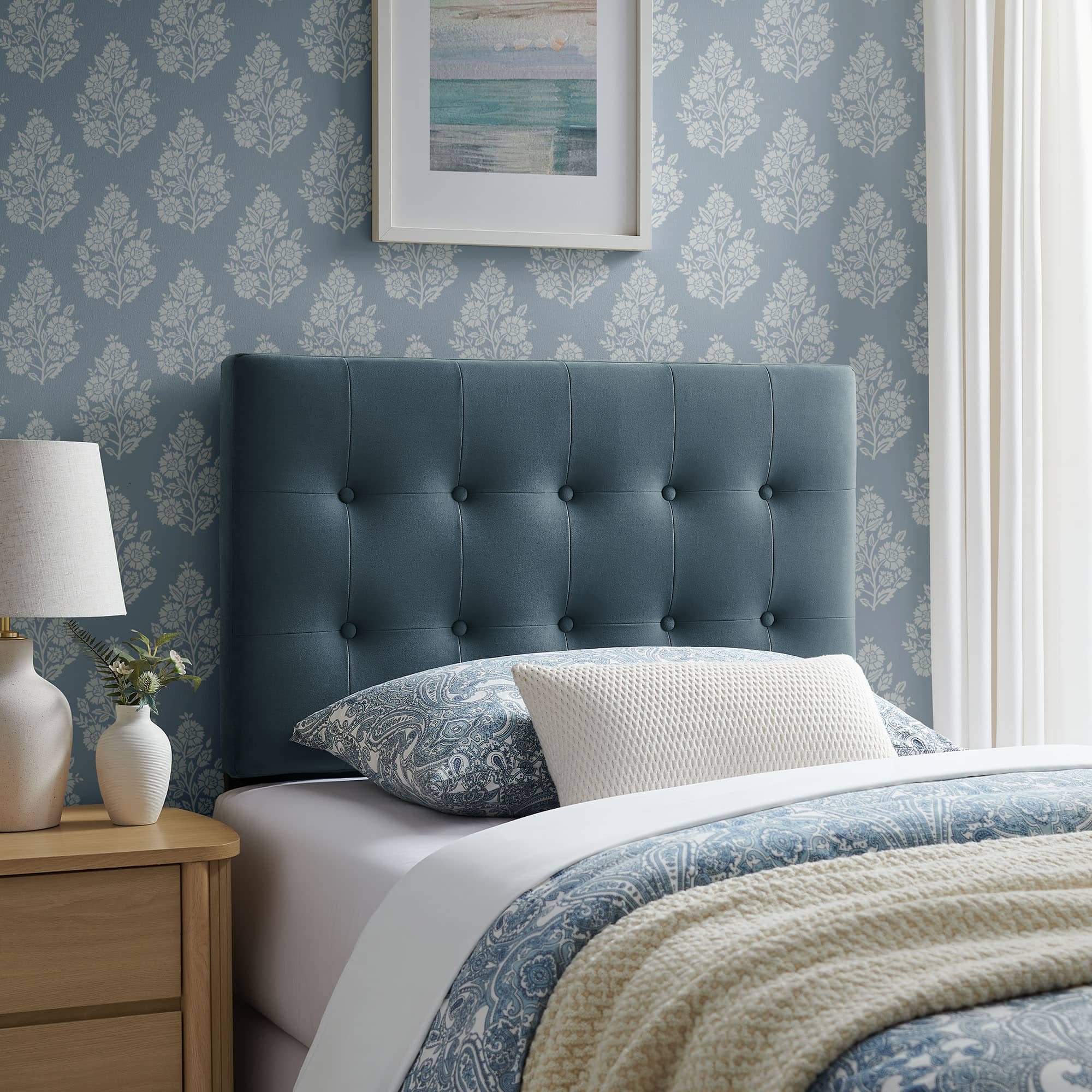 Modway - Emily Stain-Resistant Performance Velvet Headboard - Cadet Blue