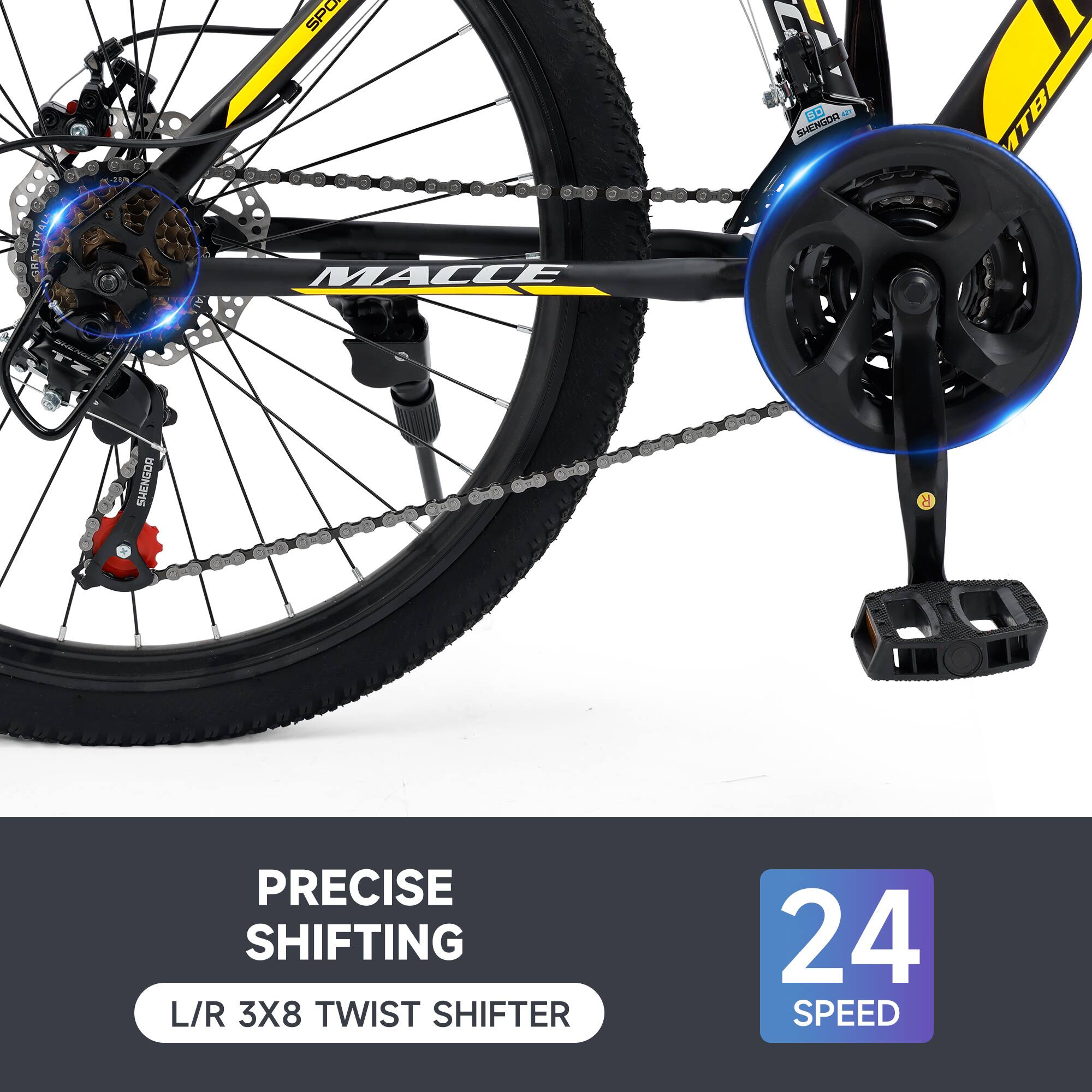 PRECISE SHIFTING  
L/R 3X8 TWIST SHIFTER  
24 SPEED