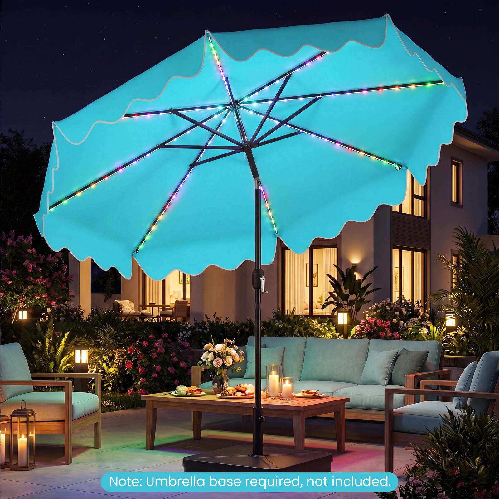 Note: Umbrella base required, not included.