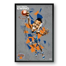 Sporticulture - Patrick Ewing New York Knicks Framed 14" x 20" Player Caricature Art - Multicolor