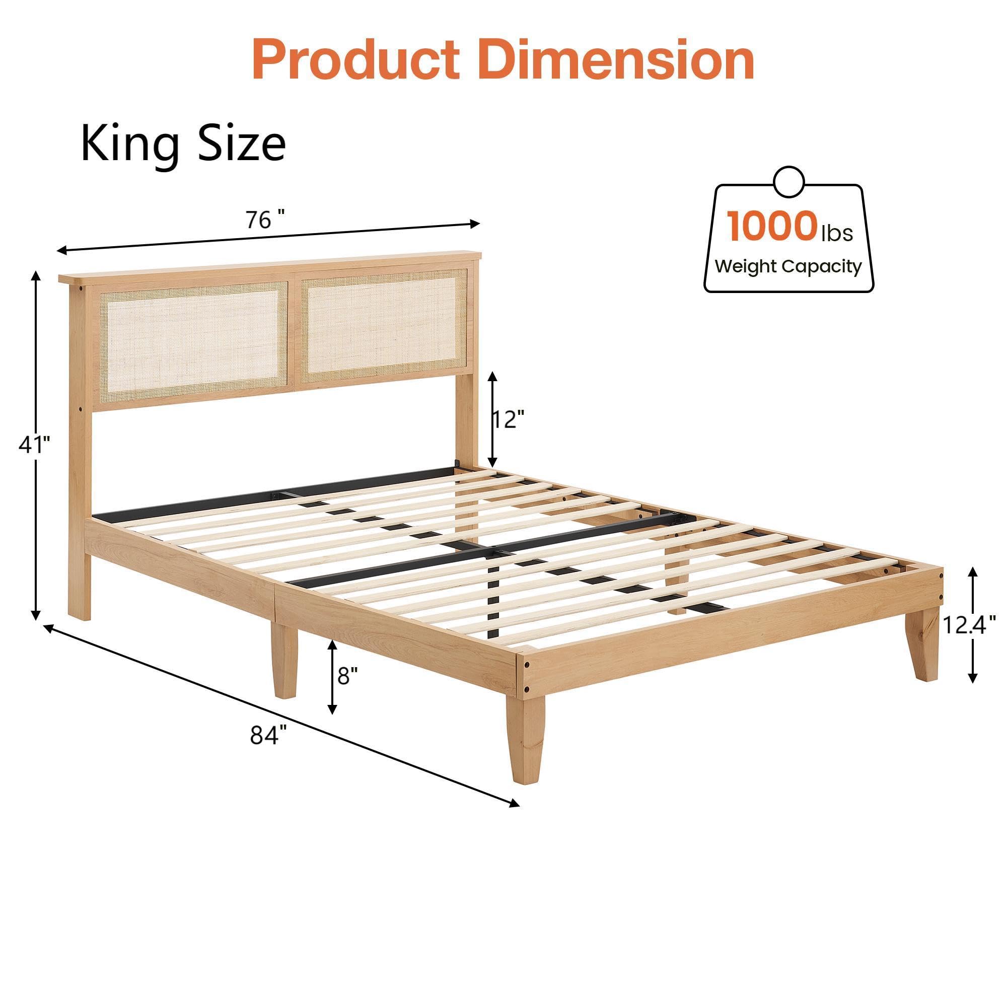 Product Dimension  
King Size  
76" x 41" x 84"  
Weight Capacity: 1000 lbs  
12" x 12.4" x 8"